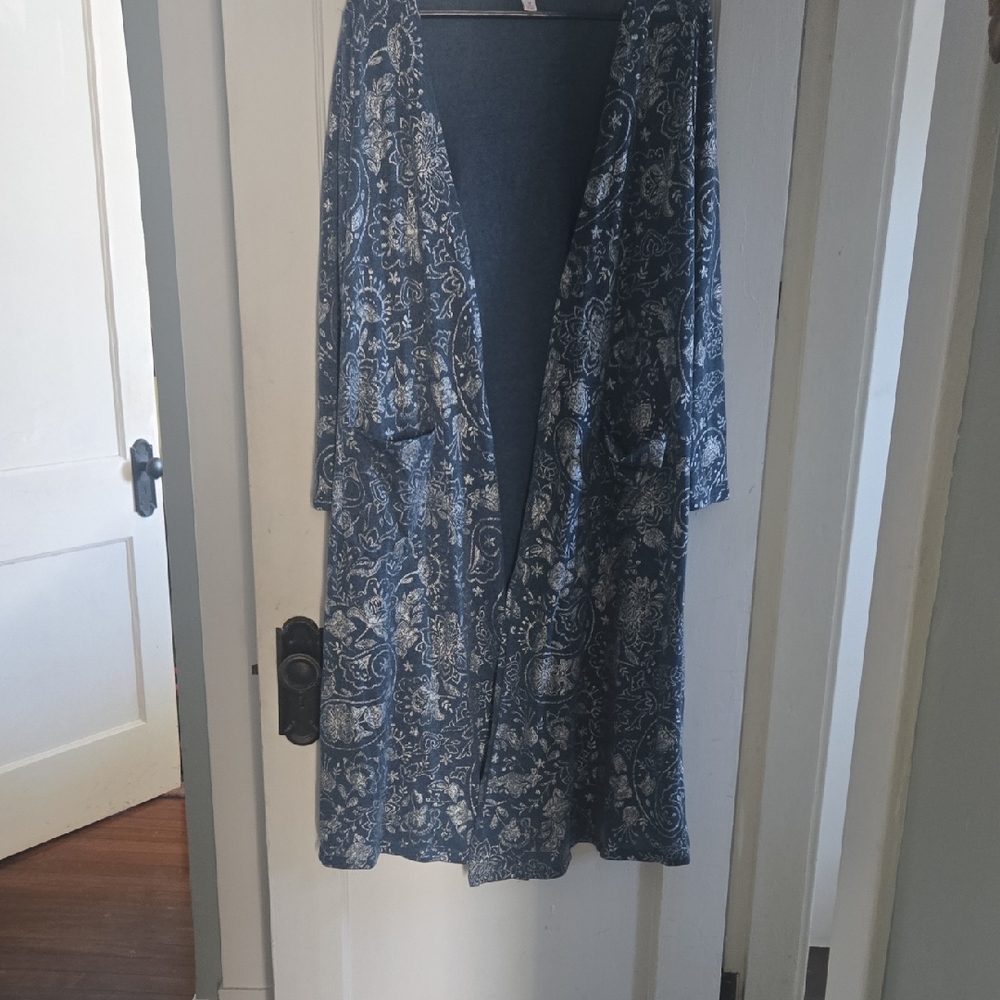 LuLaRoe Blue and White Paisley Cardigan